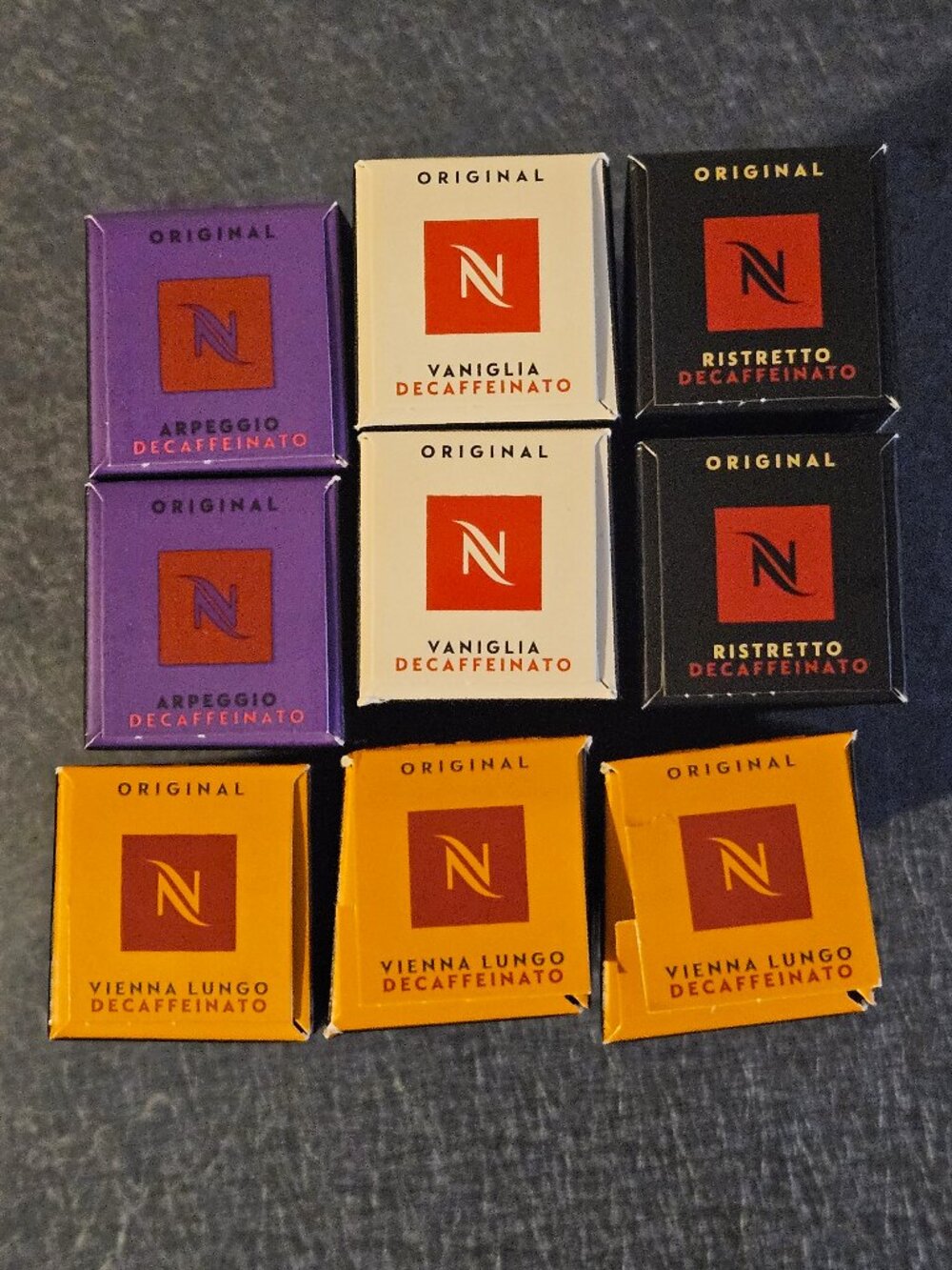 Nespresso ORIGINAL - DECAF MIX - Vienna, Arpeggio, Vaniglia, Ristretto - 9 NEW